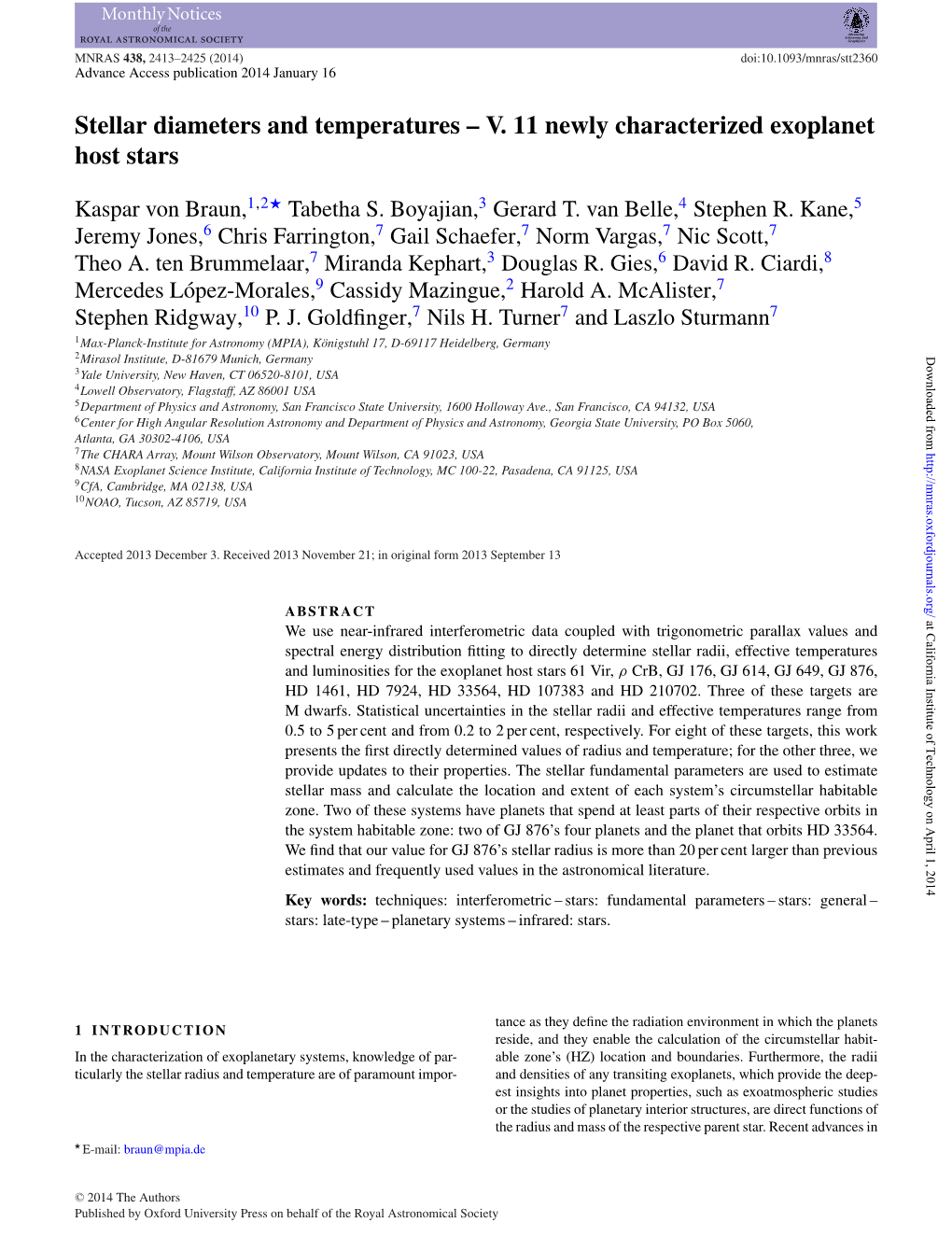 Stellar Diameters and Temperatures – V. 11 Newly Characterized Exoplanet Host Stars