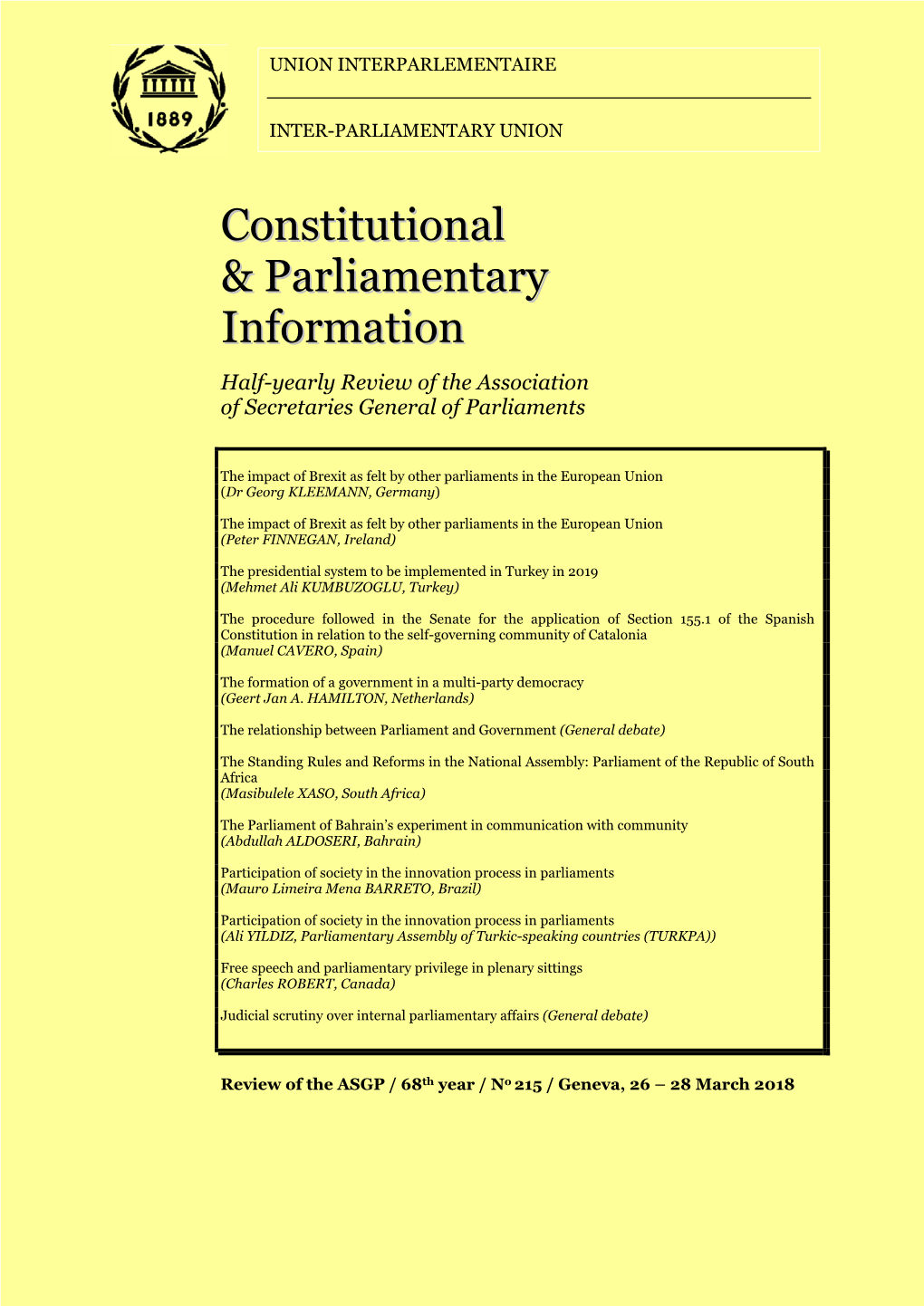 Constitutional & Parliamentary Information