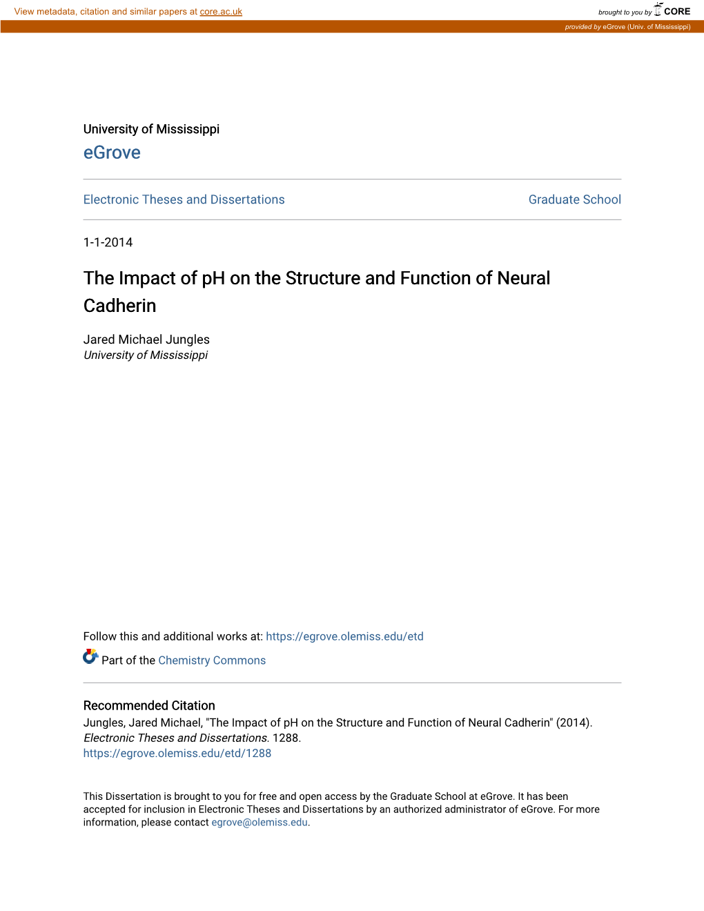 The Impact of Ph on the Structure and Function of Neural Cadherin