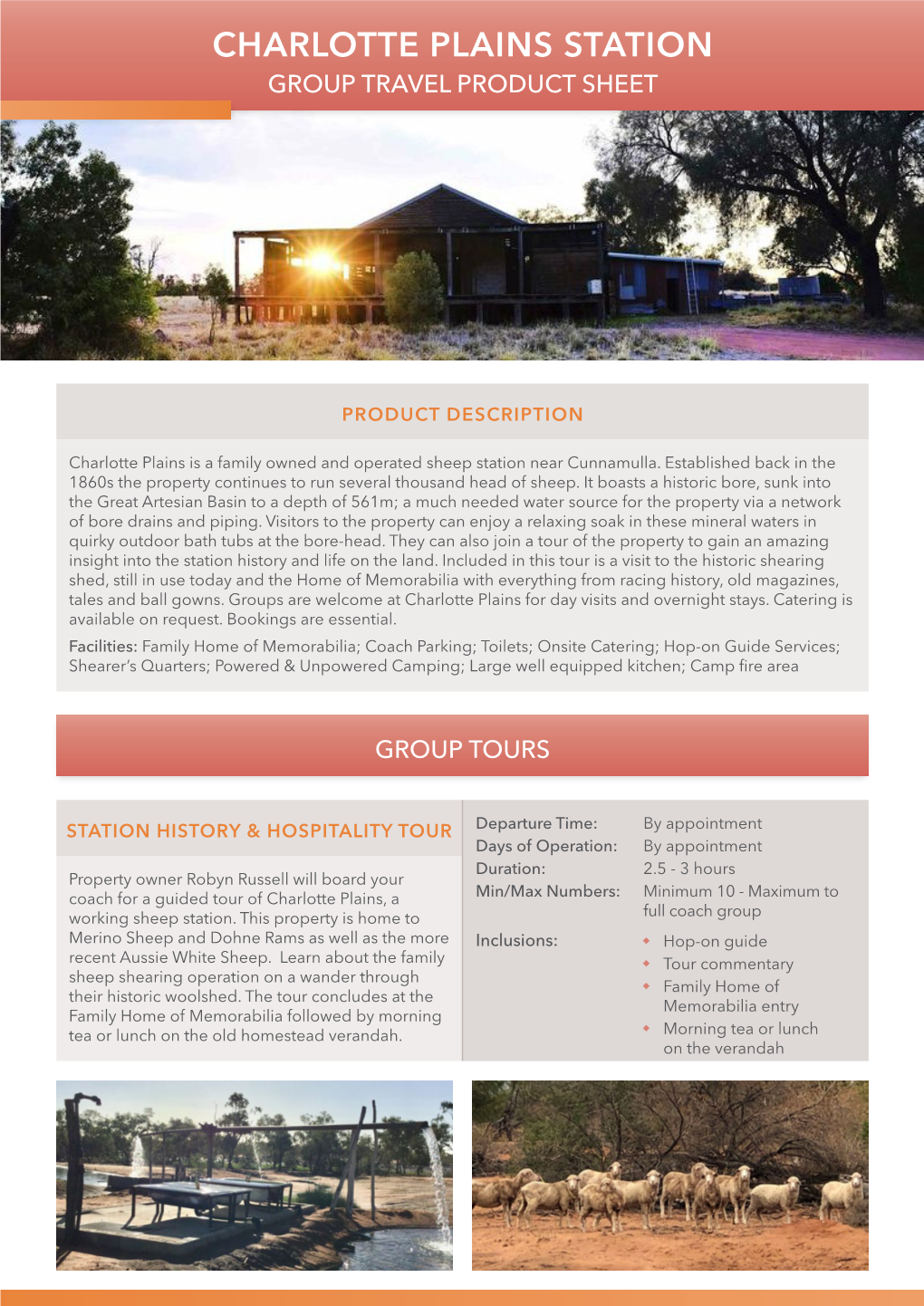 Charlotte Plains Station Group Travel Product Sheet