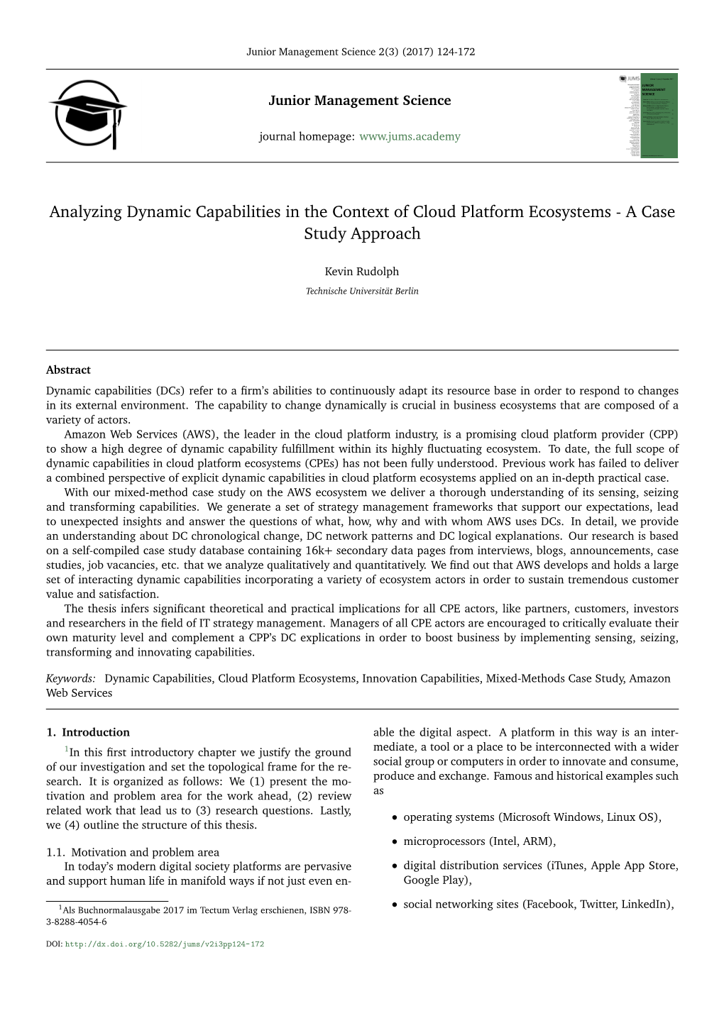 Analyzing Dynamic Capabilities in the Context of Cloud Platform Ecosystems - a Case Study Approach