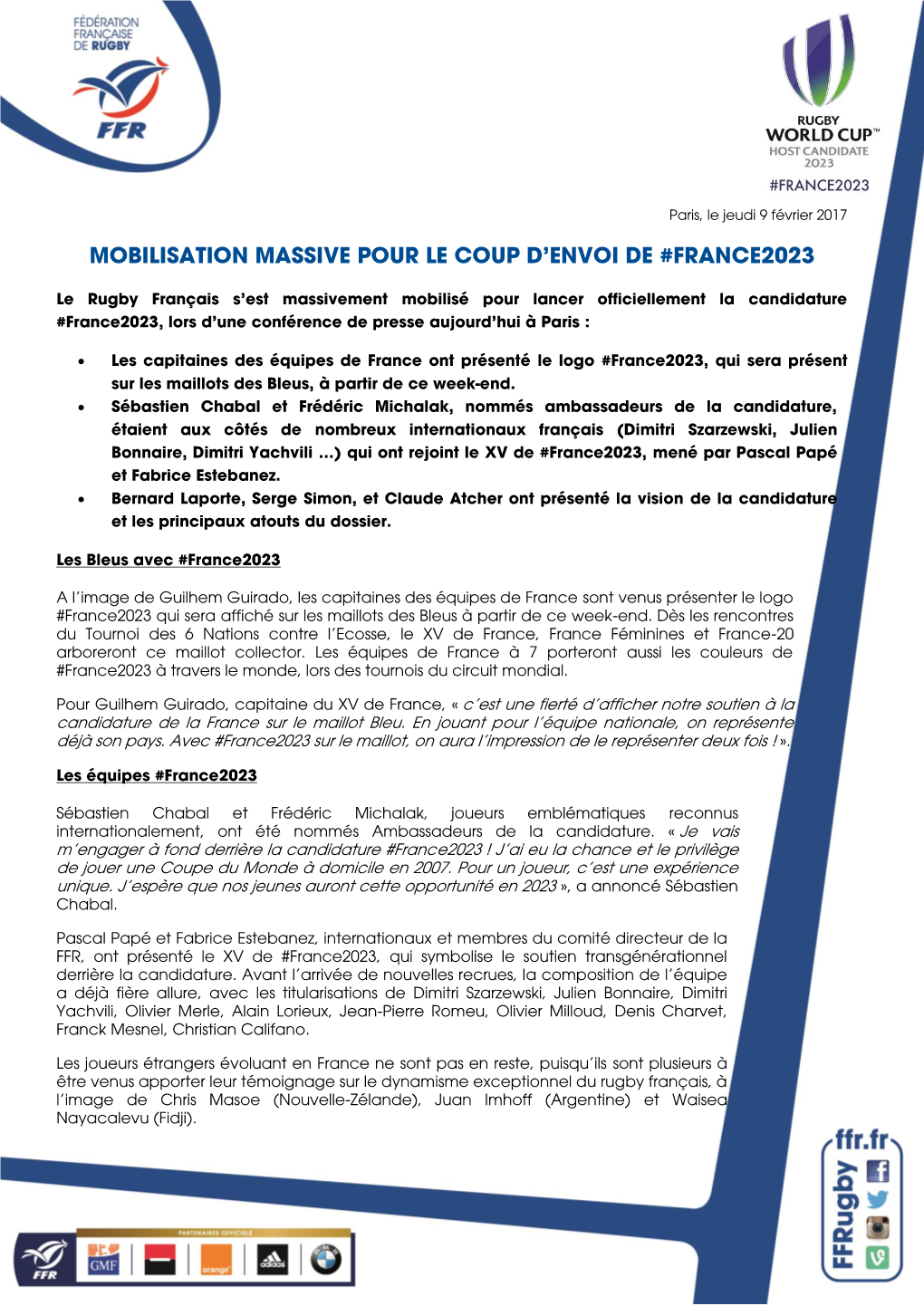 Mobilisation Massive Pour Le Coup D'envoi De #France2023