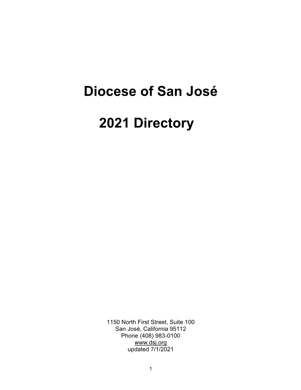 Diocese of San José 2021 Directory