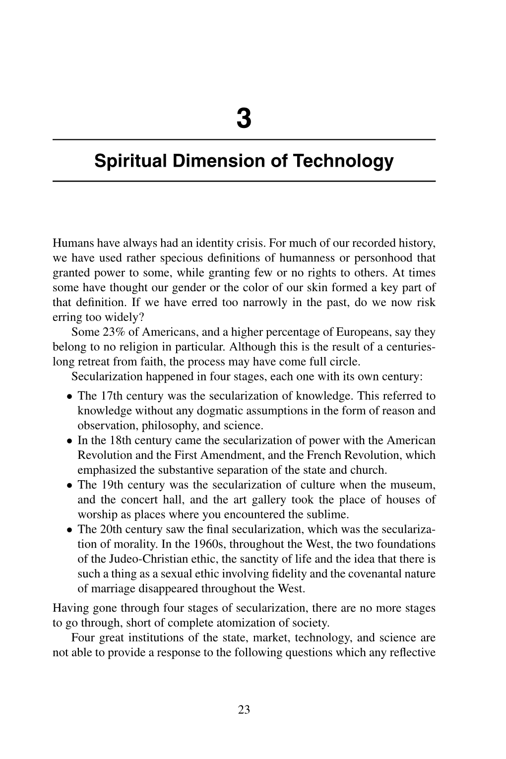 Spiritual Dimension of Technology