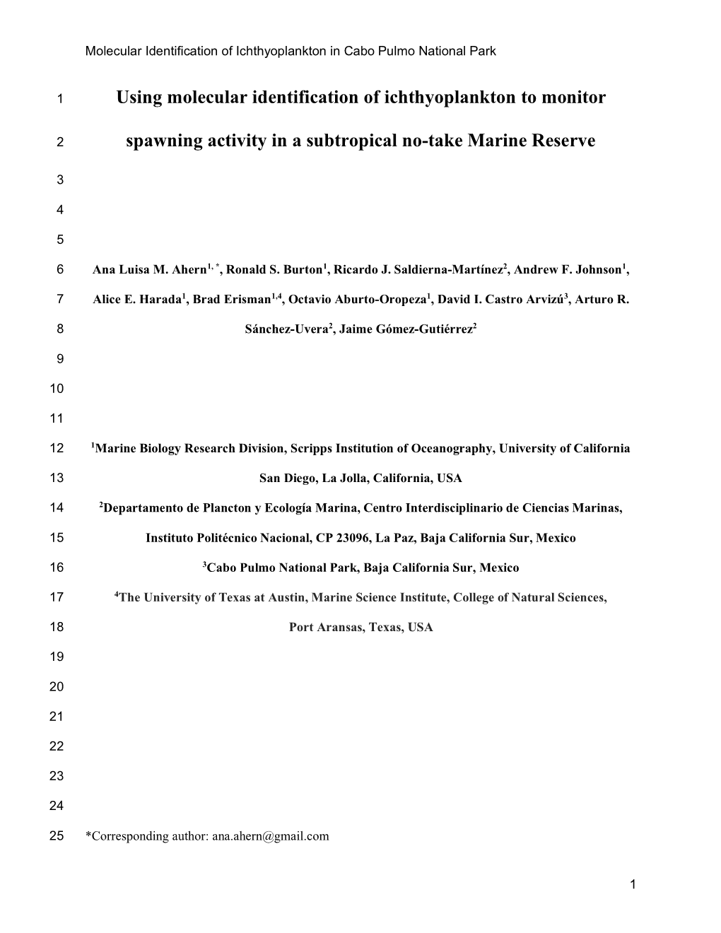 Using Molecular Identification of Ichthyoplankton to Monitor