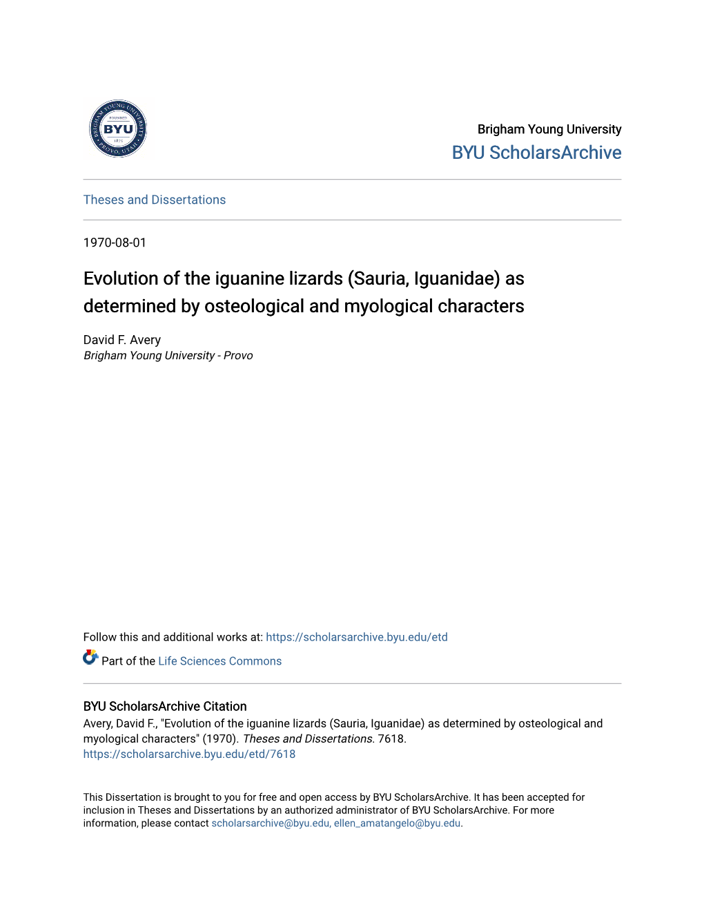 Evolution of the Iguanine Lizards (Sauria, Iguanidae) As Determined by Osteological and Myological Characters