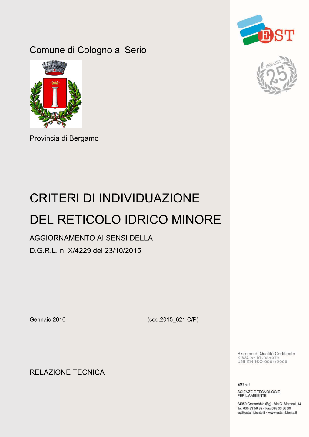 Criteri Di Individuazione Del Reticolo Idrico Minore