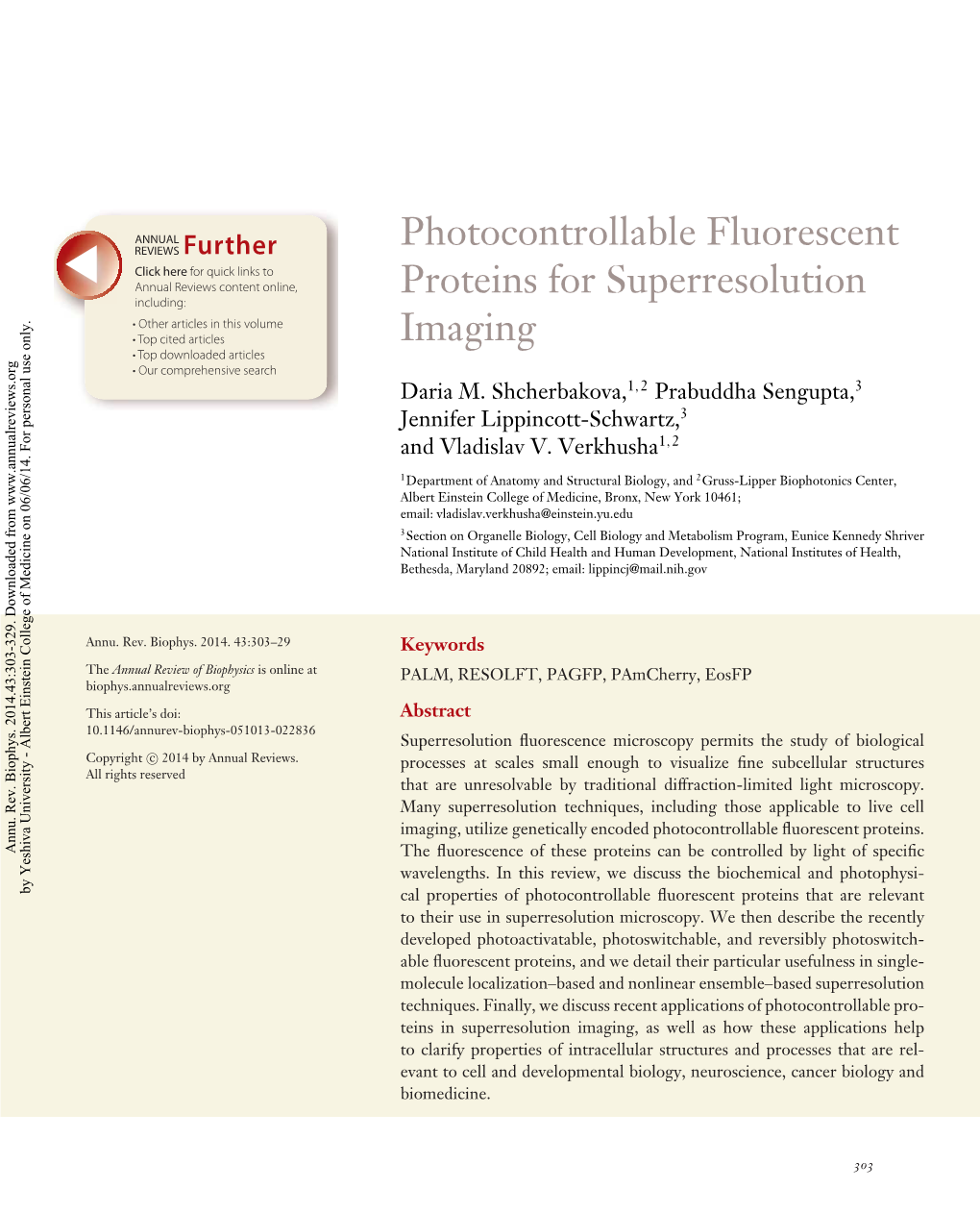 Photocontrollable Fluorescent Proteins for Superresolution Imaging