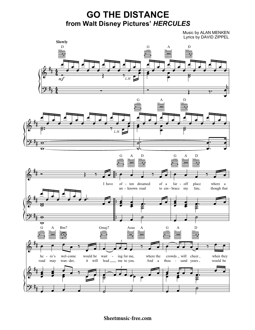 Go the Distance Sheet Music from Hercules