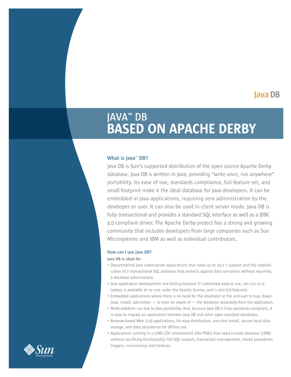 Java DB Based on Apache Derby