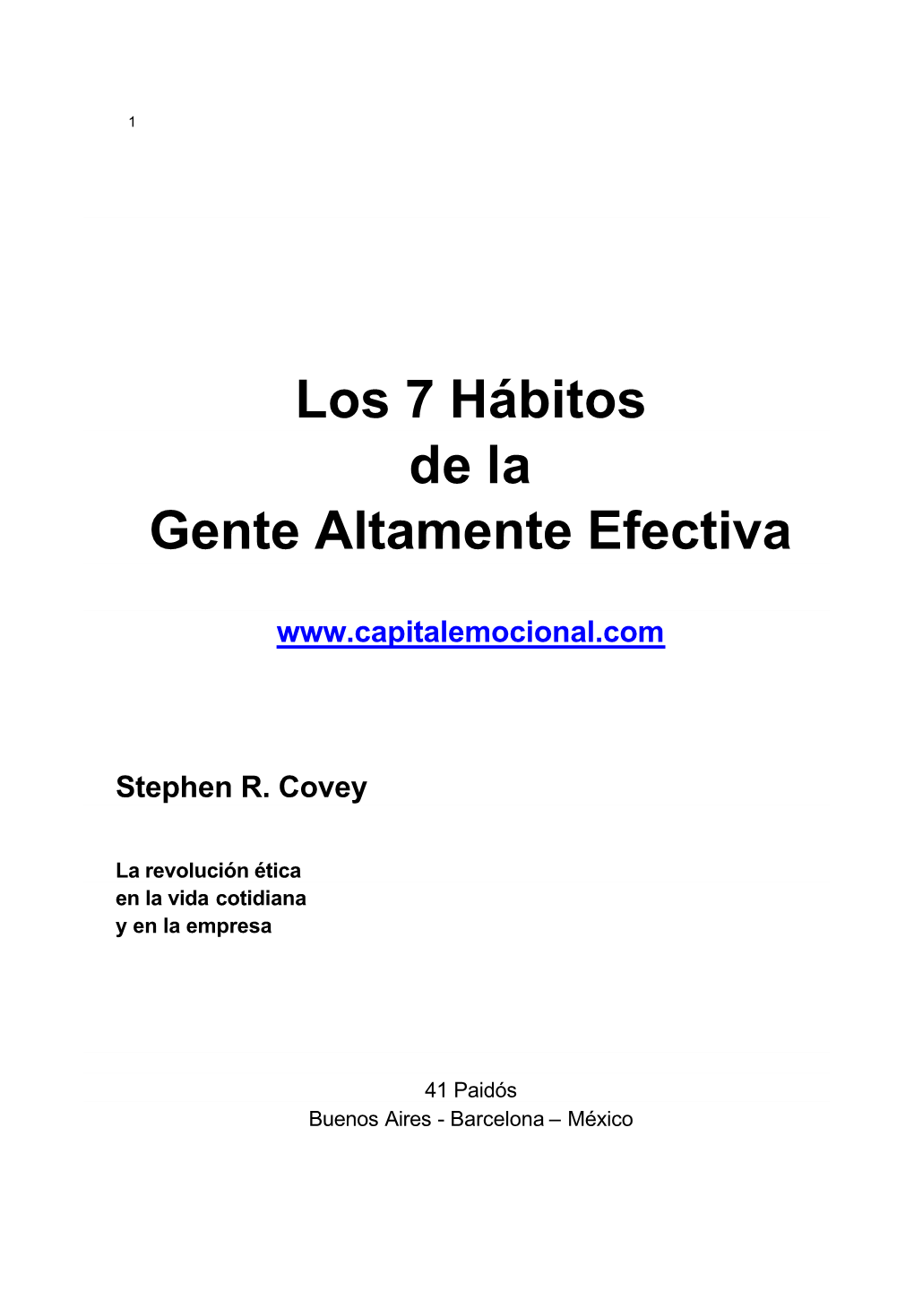 Los 7 Hábitos De La Gente Altamente Efectiva