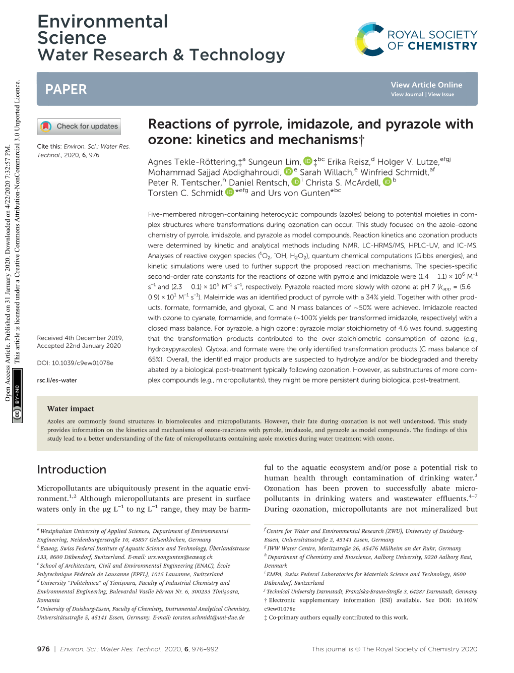 Reactions of Pyrrole, Imidazole, and Pyrazole with Ozone