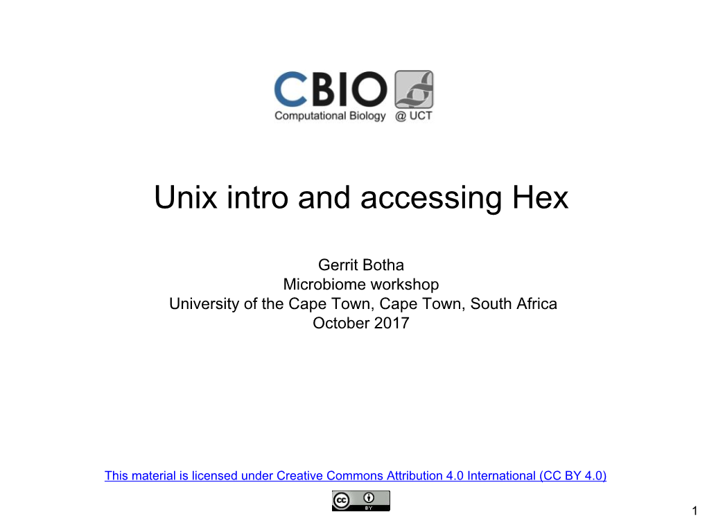 Unix Intro and Accessing Hex