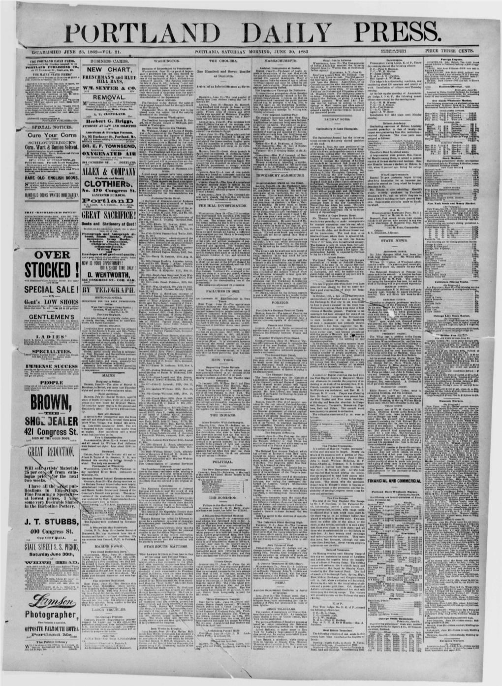 Portland Daily Press: June 30,1883