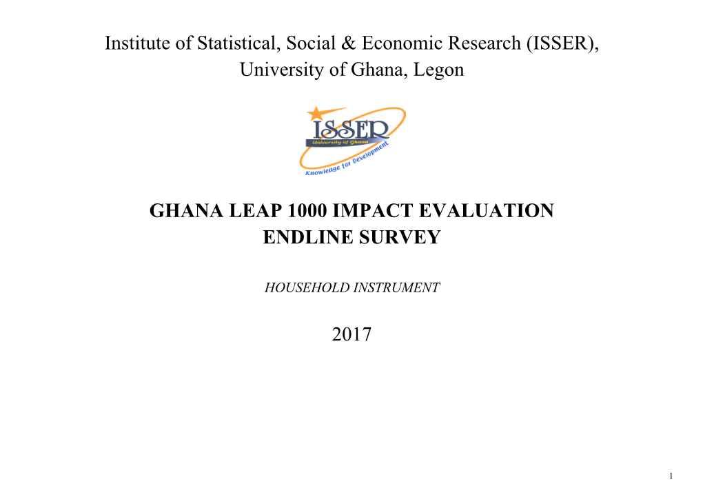 University of Ghana, Legon GHANA LEAP 1000 IMPACT EVALUATION E