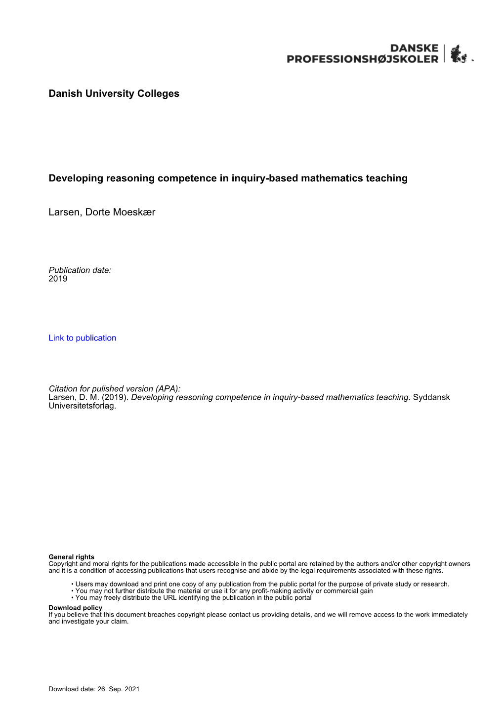 Danish University Colleges Developing Reasoning Competence