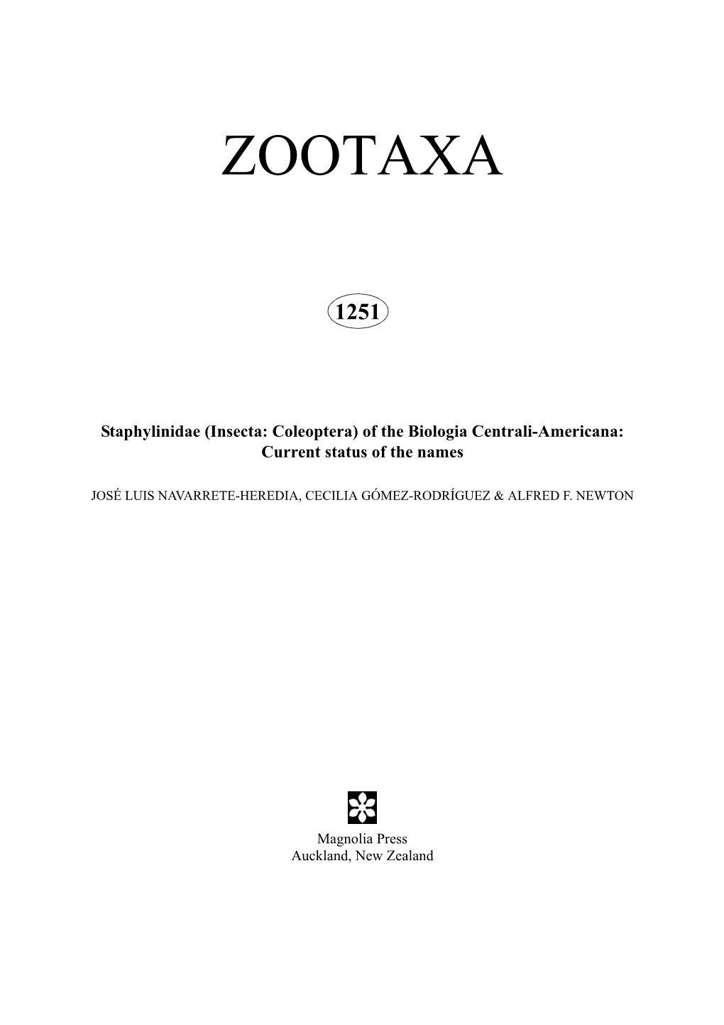 Zootaxa, Staphylinidae