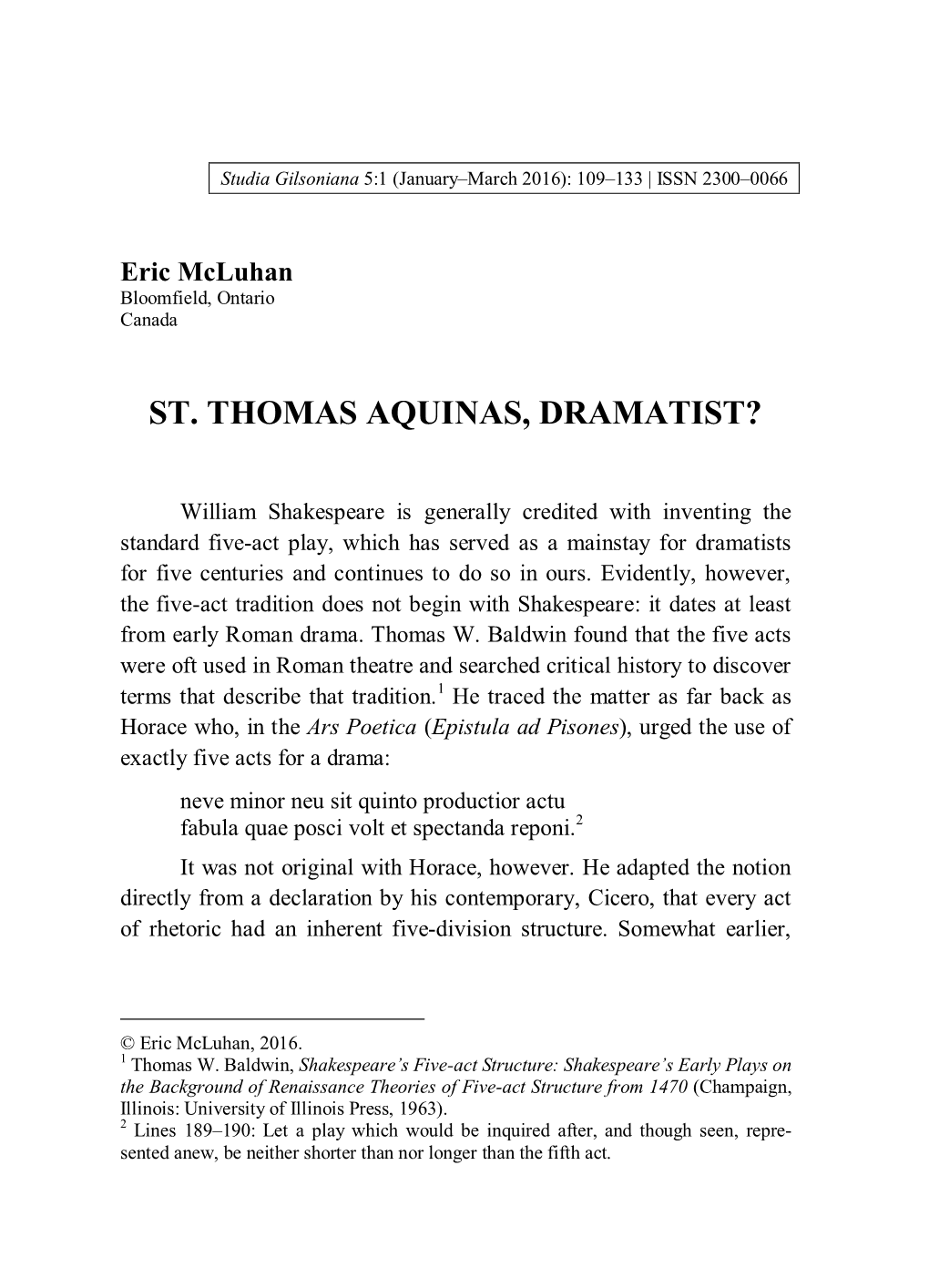 St. Thomas Aquinas, Dramatist?
