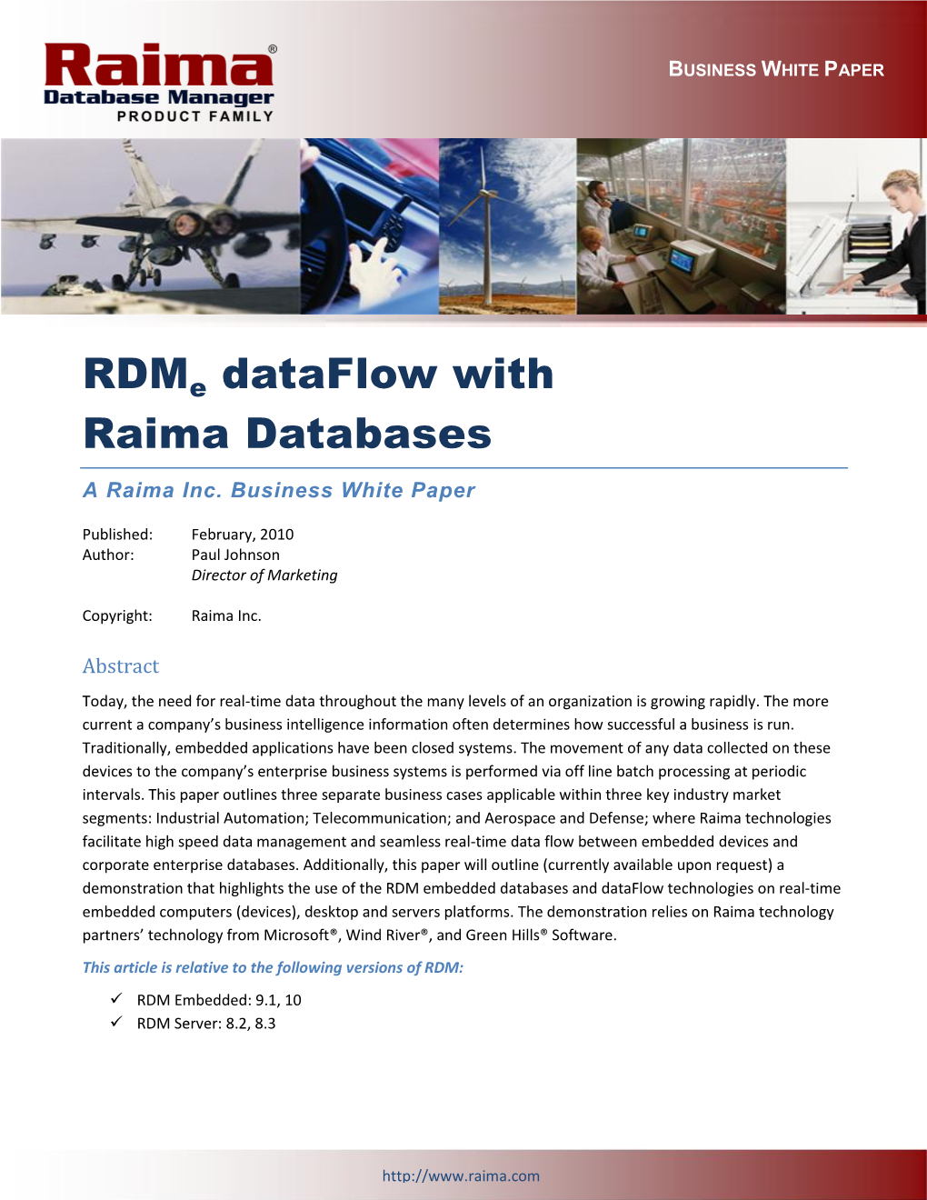 RDM Embedded Database Dataflow Paper
