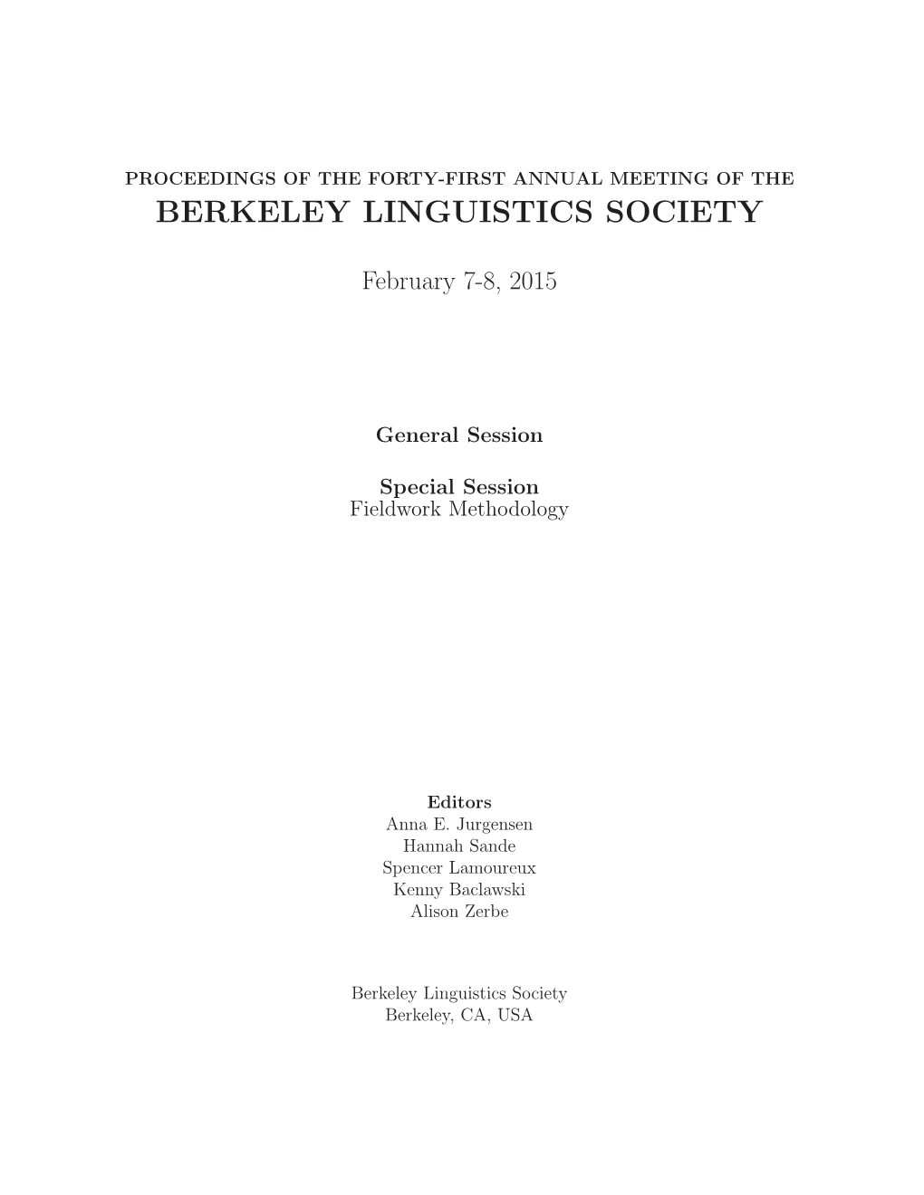 Berkeley Linguistics Society