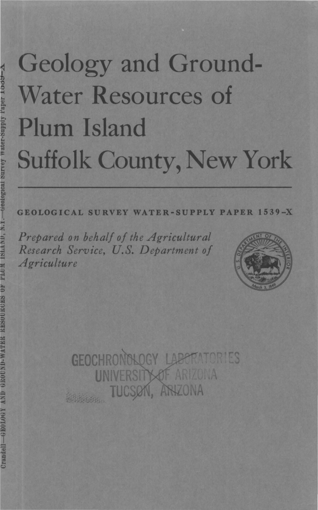 Geology and Ground- Water Resources of Plum Island ~ Suffolk County, New York