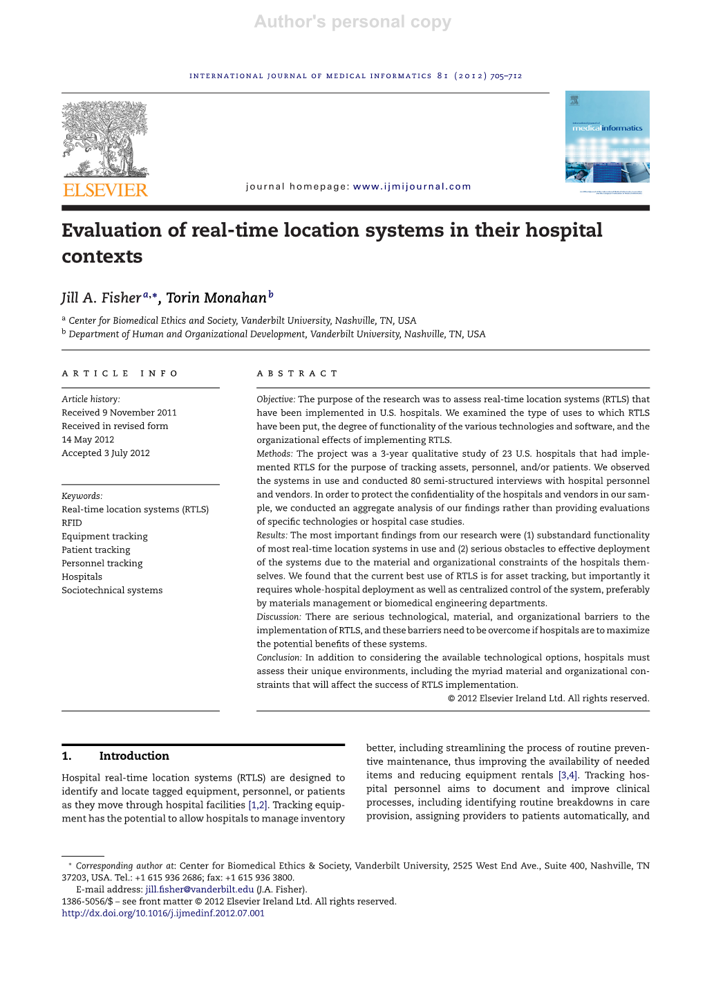 Evaluation of Real-Time Location Systems in Their Hospital Contexts
