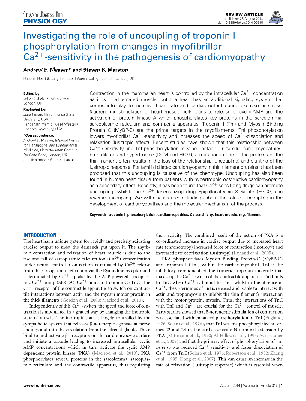 Investigating the Role of Uncoupling of Troponin I Phosphorylation from Changes in Myoﬁbrillar Ca2+-Sensitivity in the Pathogenesis of Cardiomyopathy