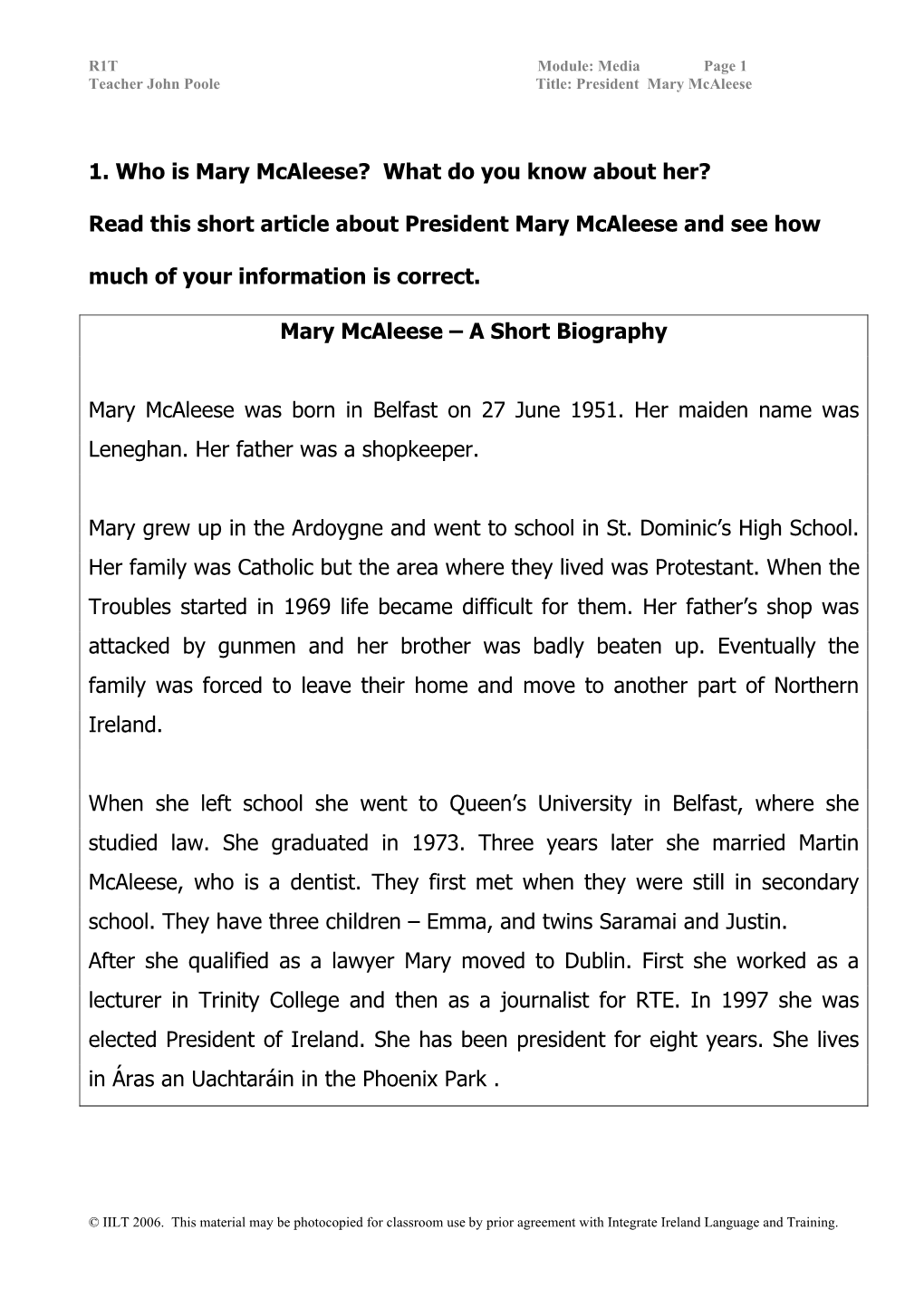 1. Who Is Mary Mcaleese? What Do You Know About Her?