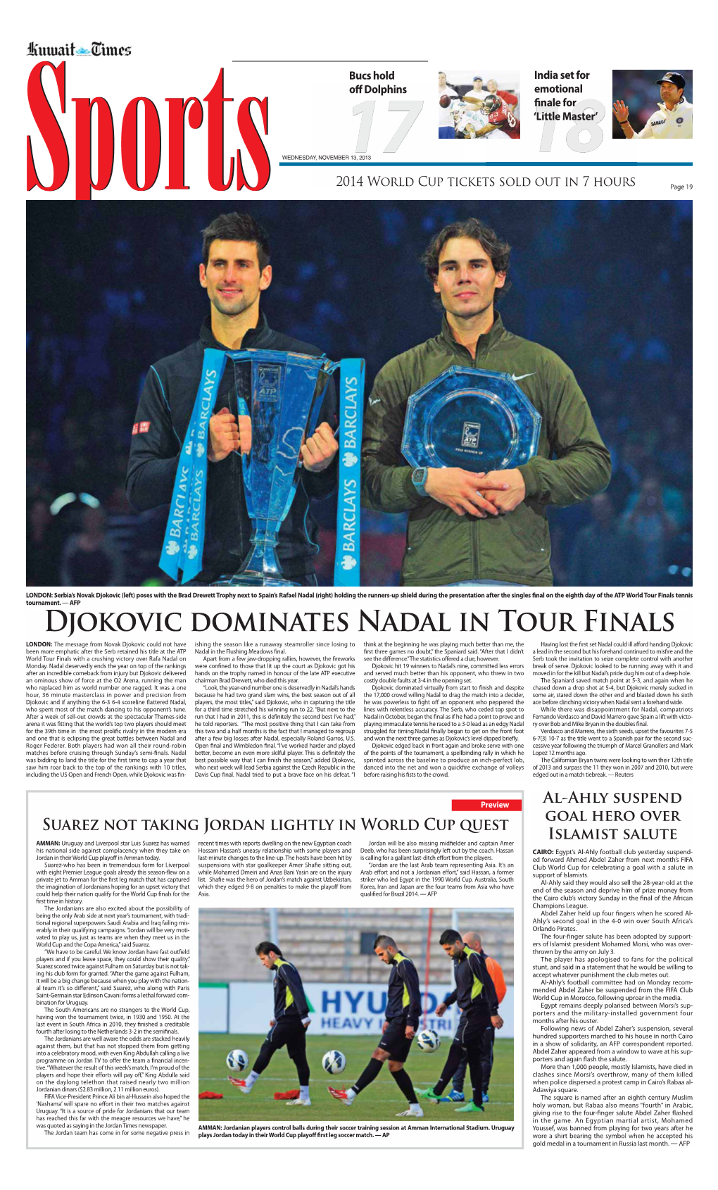 Djokovic Dominates Nadal in Tour Finals