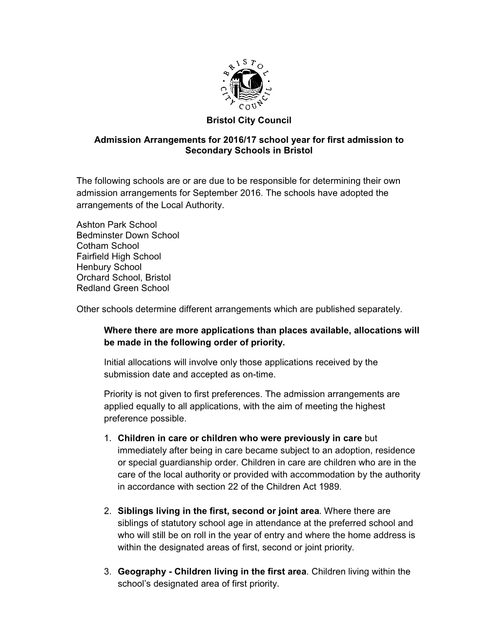 2 Arrangements for Secondary Schools 2016 17