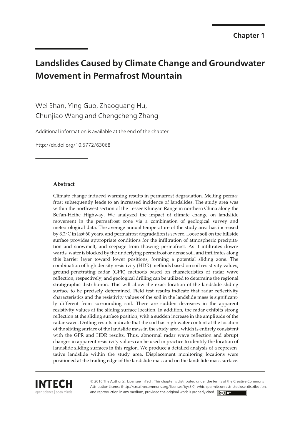 Landslides Caused by Climate Change and Groundwater Movement in Permafrost Mountain