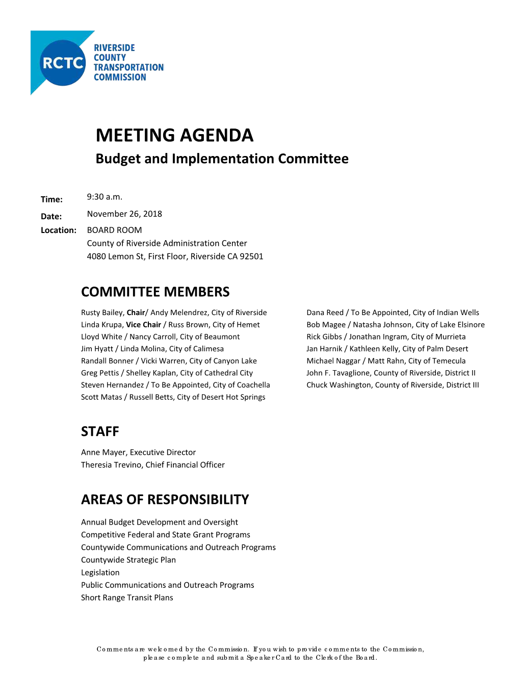 Meeting Agenda