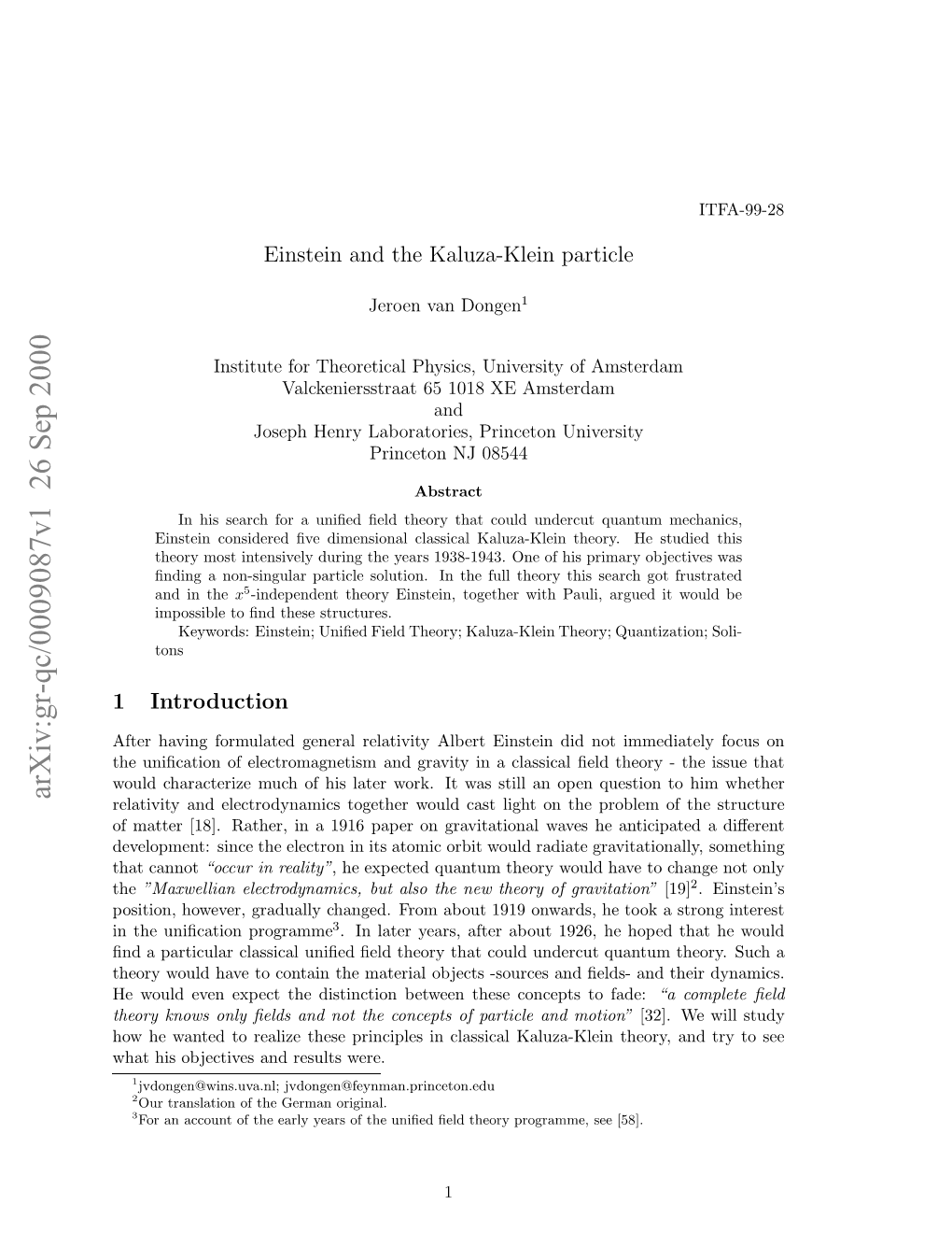 Einstein and the Kaluza-Klein Particle