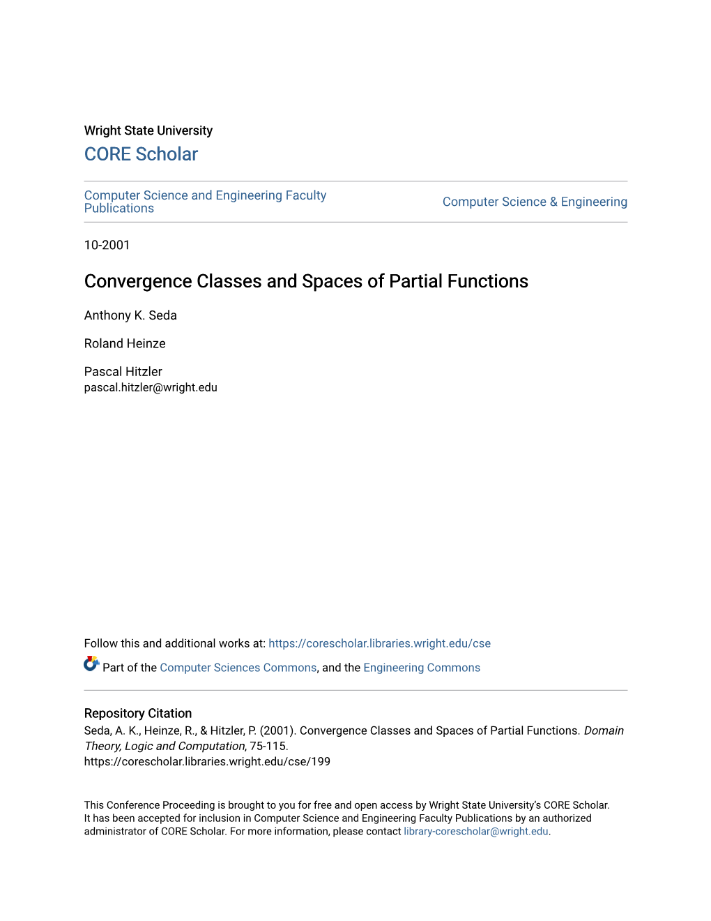 Convergence Classes and Spaces of Partial Functions