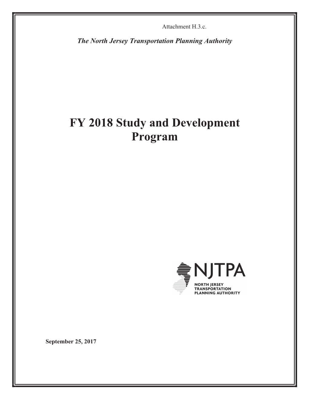FY 2018 Study and Development Program