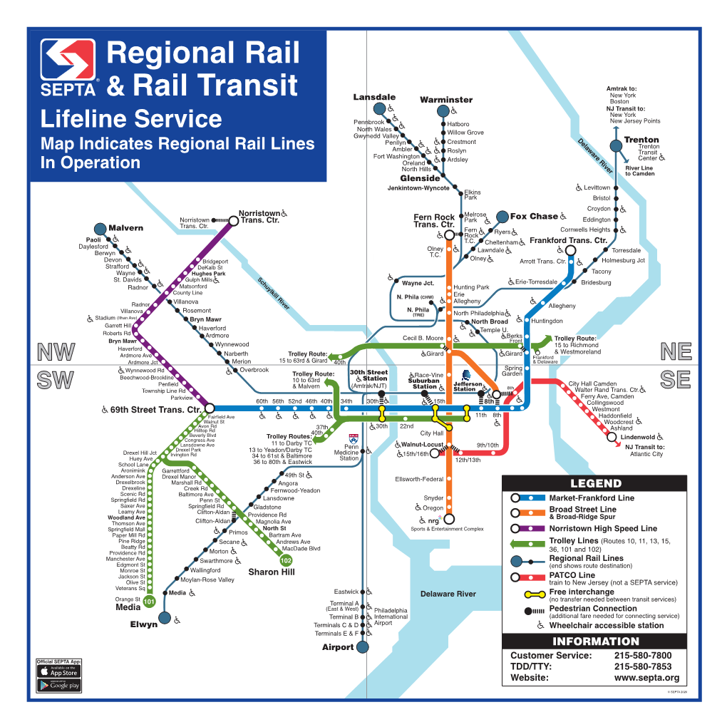 Regional Rail & Rail Transit Line Map 48X48