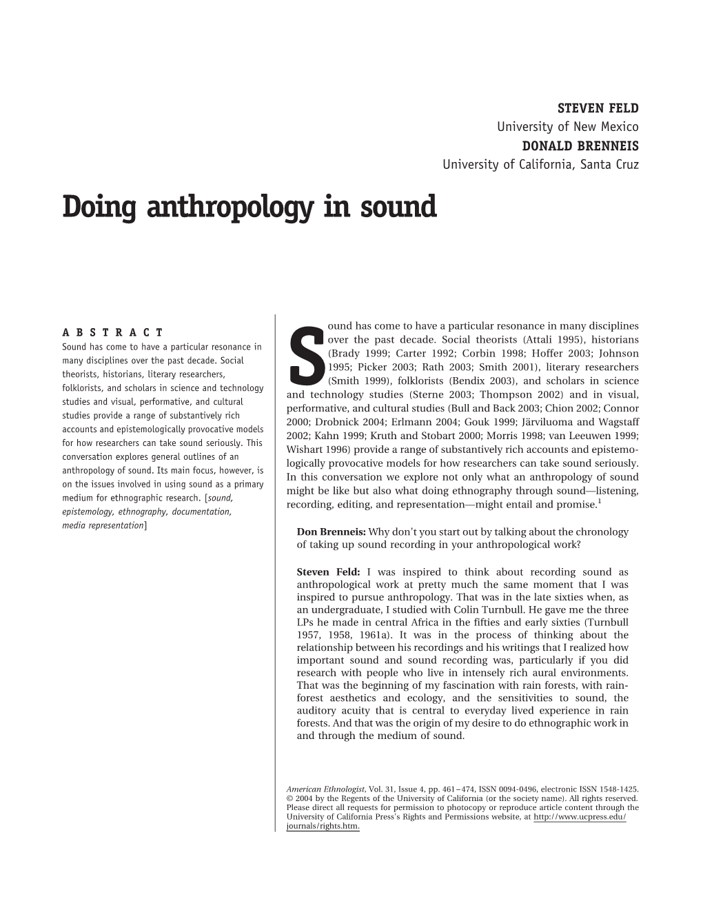 Doing Anthropology in Sound