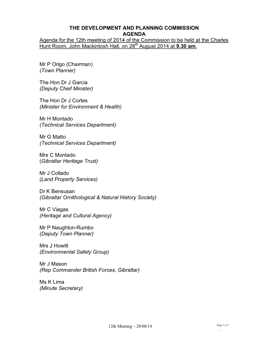 Approval of Minutes of the 1St Meeting of the Commission Held on the 12Th