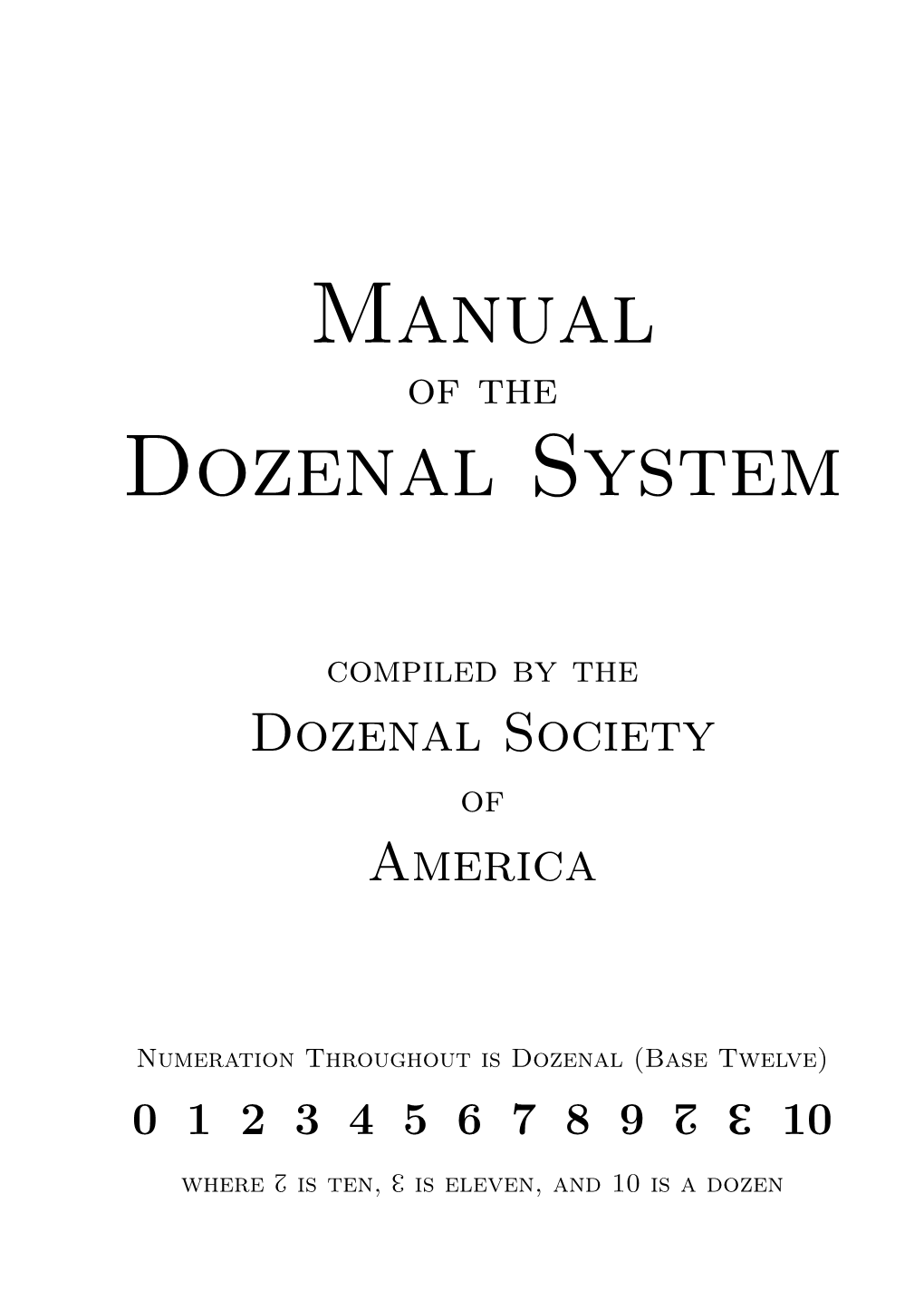 Manual Dozenal System