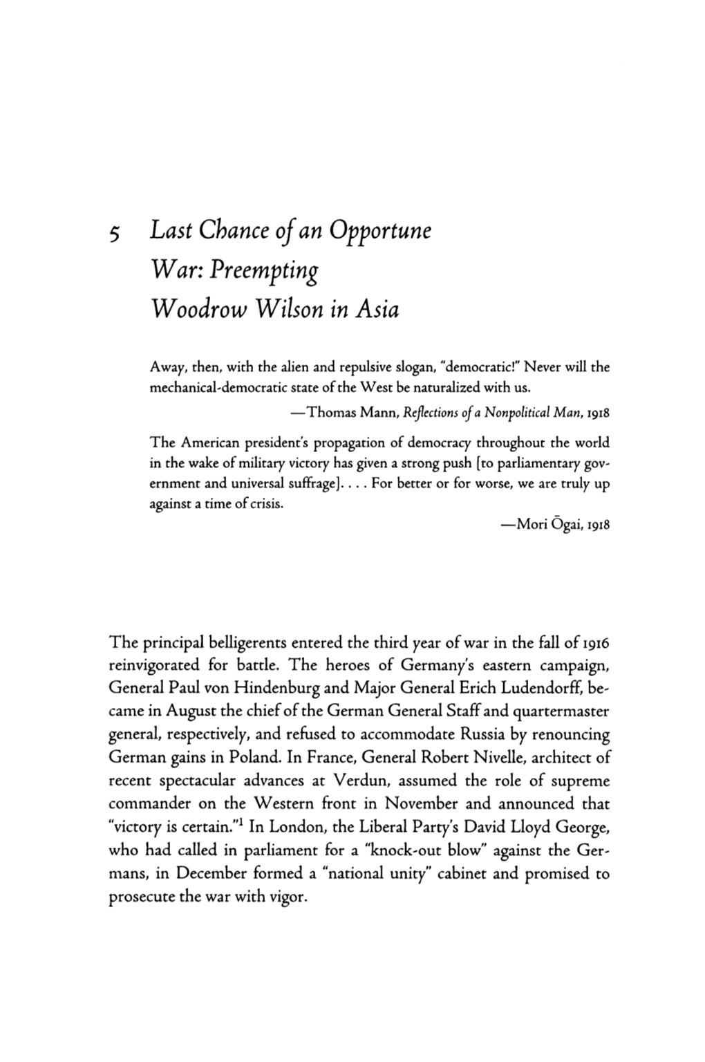 5 Last Chance of an Opportune War: Preempting Woodrow Wilson in Asia