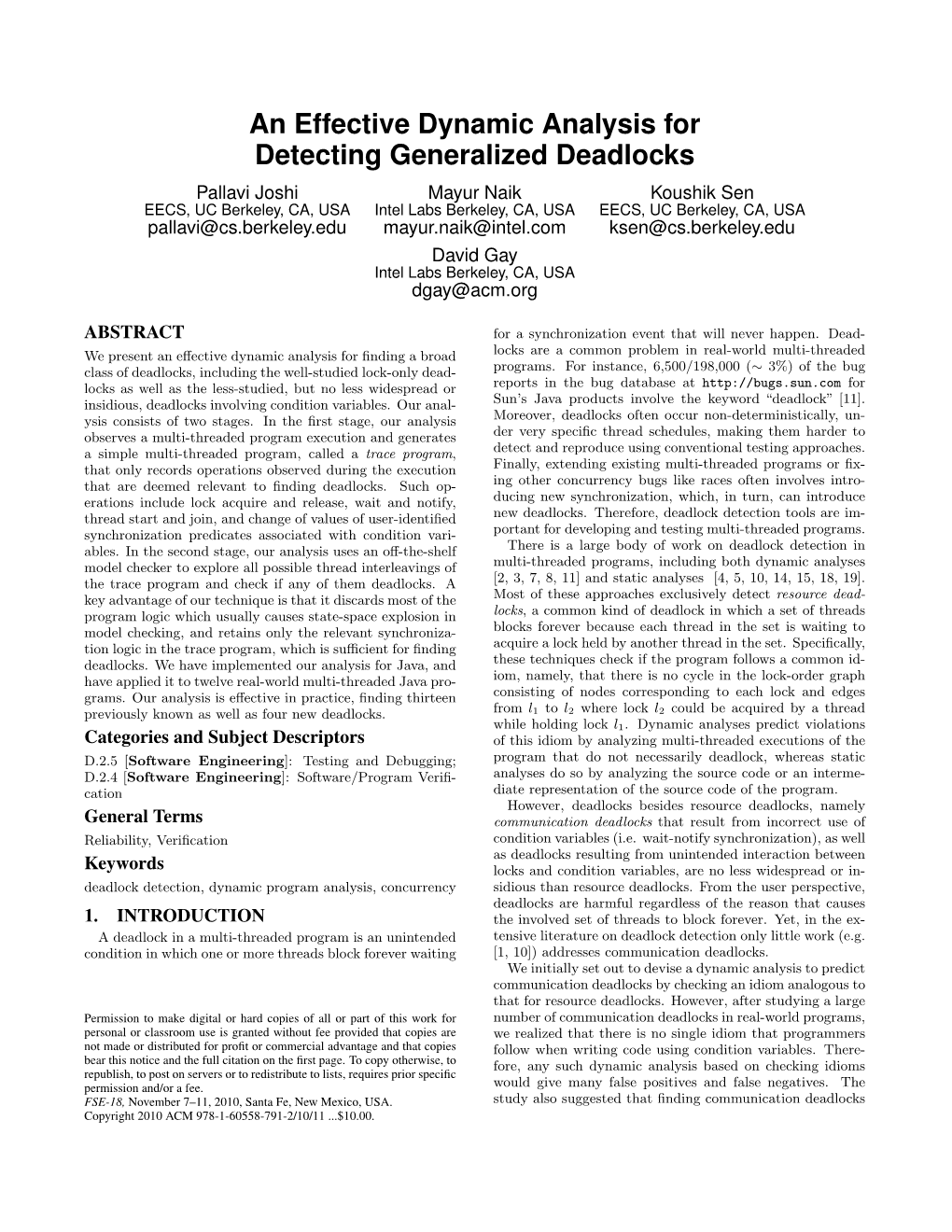 An Effective Dynamic Analysis for Detecting Generalized Deadlocks