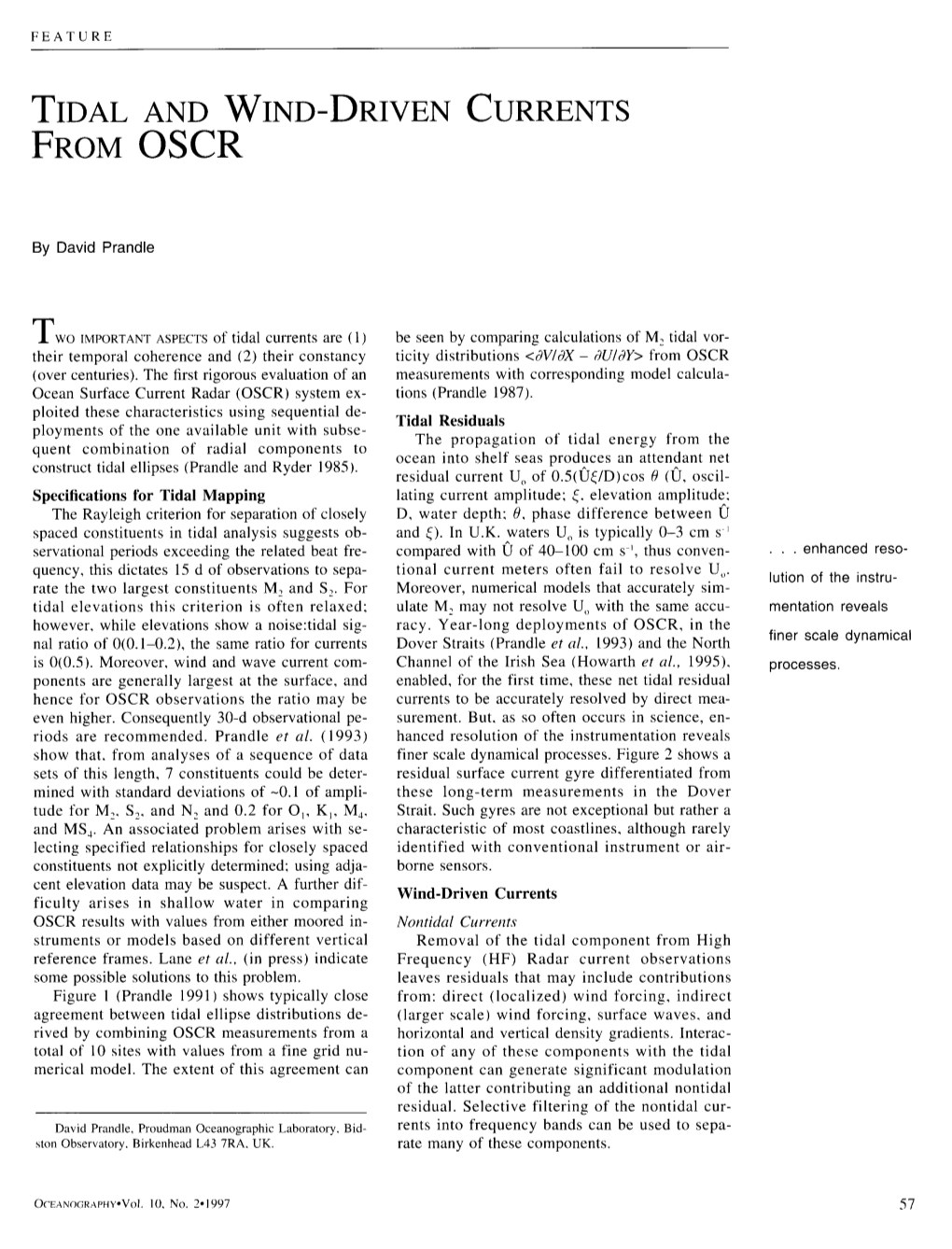 Tidal and Wind-Driven Currents from Oscr