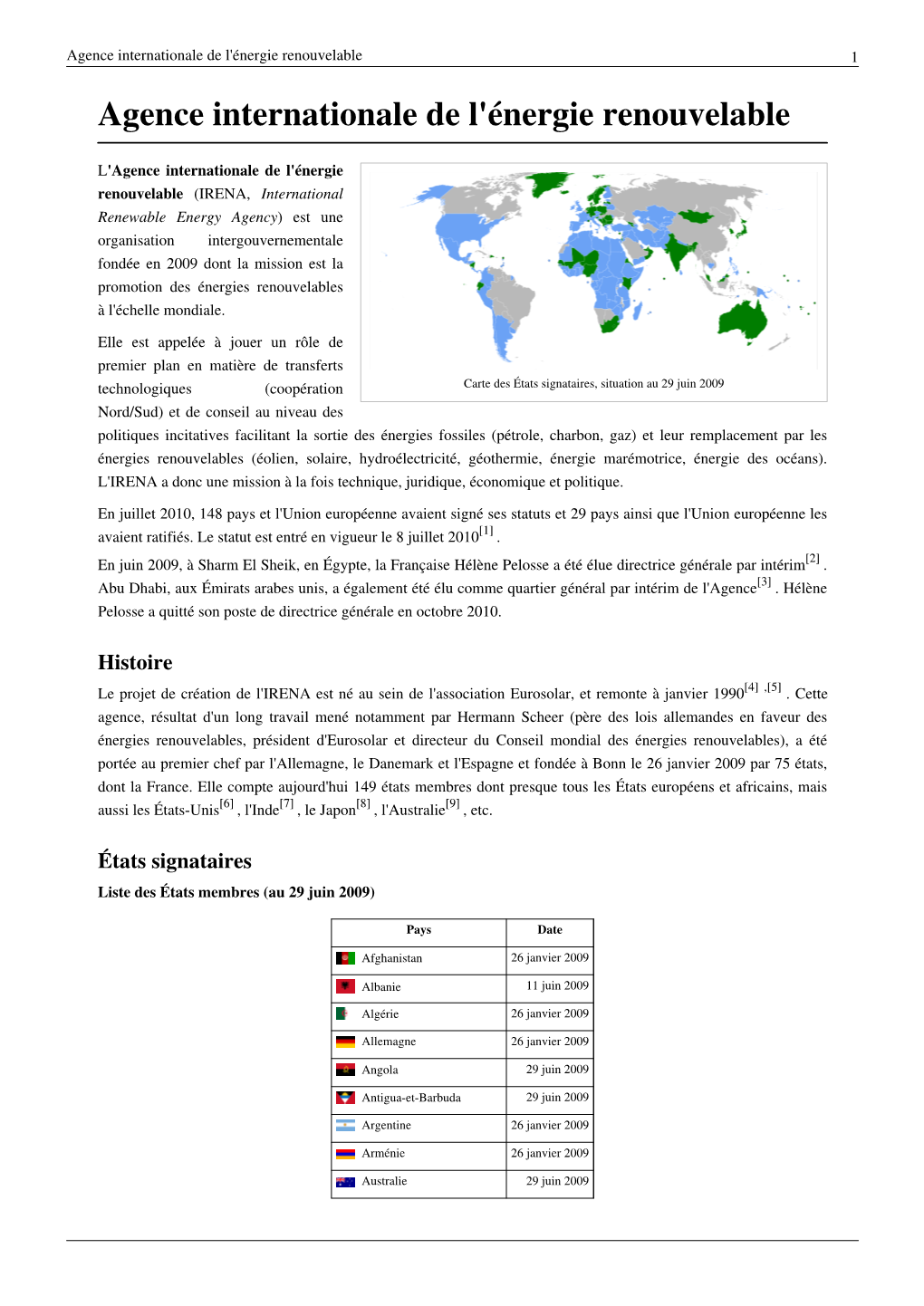 Agence Internationale De L'énergie Renouvelable 1 Agence Internationale De L'énergie Renouvelable