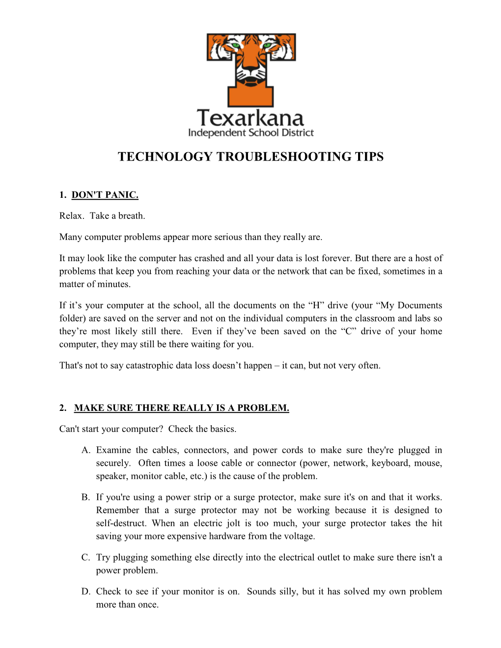 Technology Troubleshooting Tips