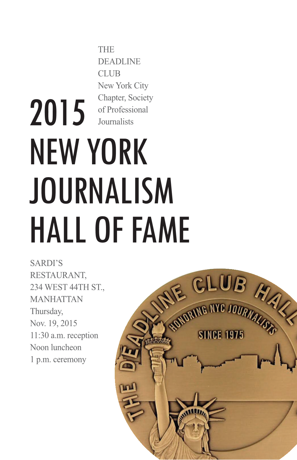 2015 New York Journalism Hall of Fame