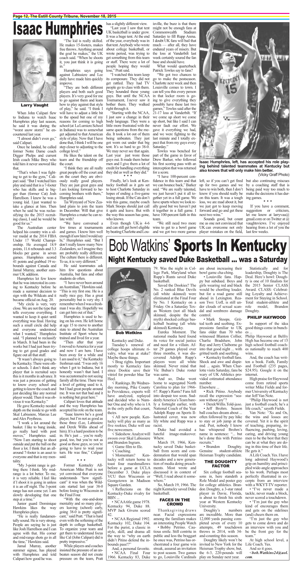 Bob Watkins' Sports in Kentucky