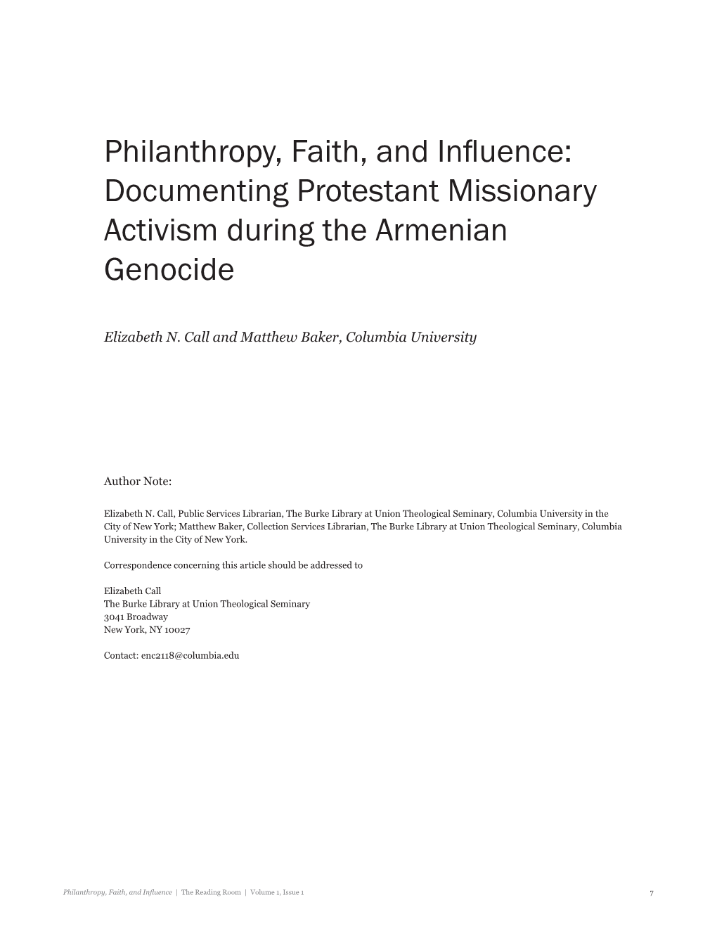 Documenting Protestant Missionary Activism During the Armenian Genocide