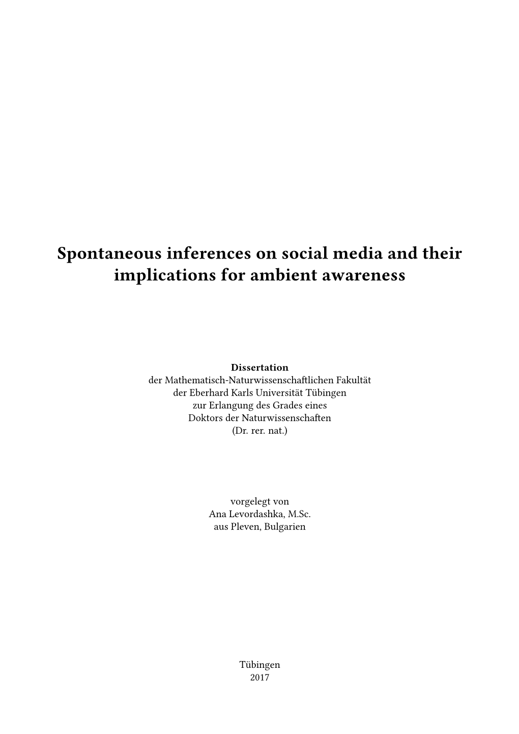 Spontaneous Inferences on Social Media and Their Implications for Ambient Awareness