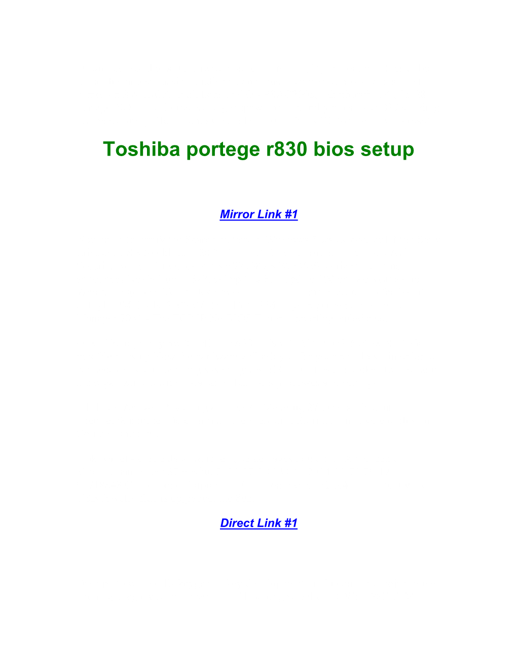 Toshiba Portege R830 Bios Setup