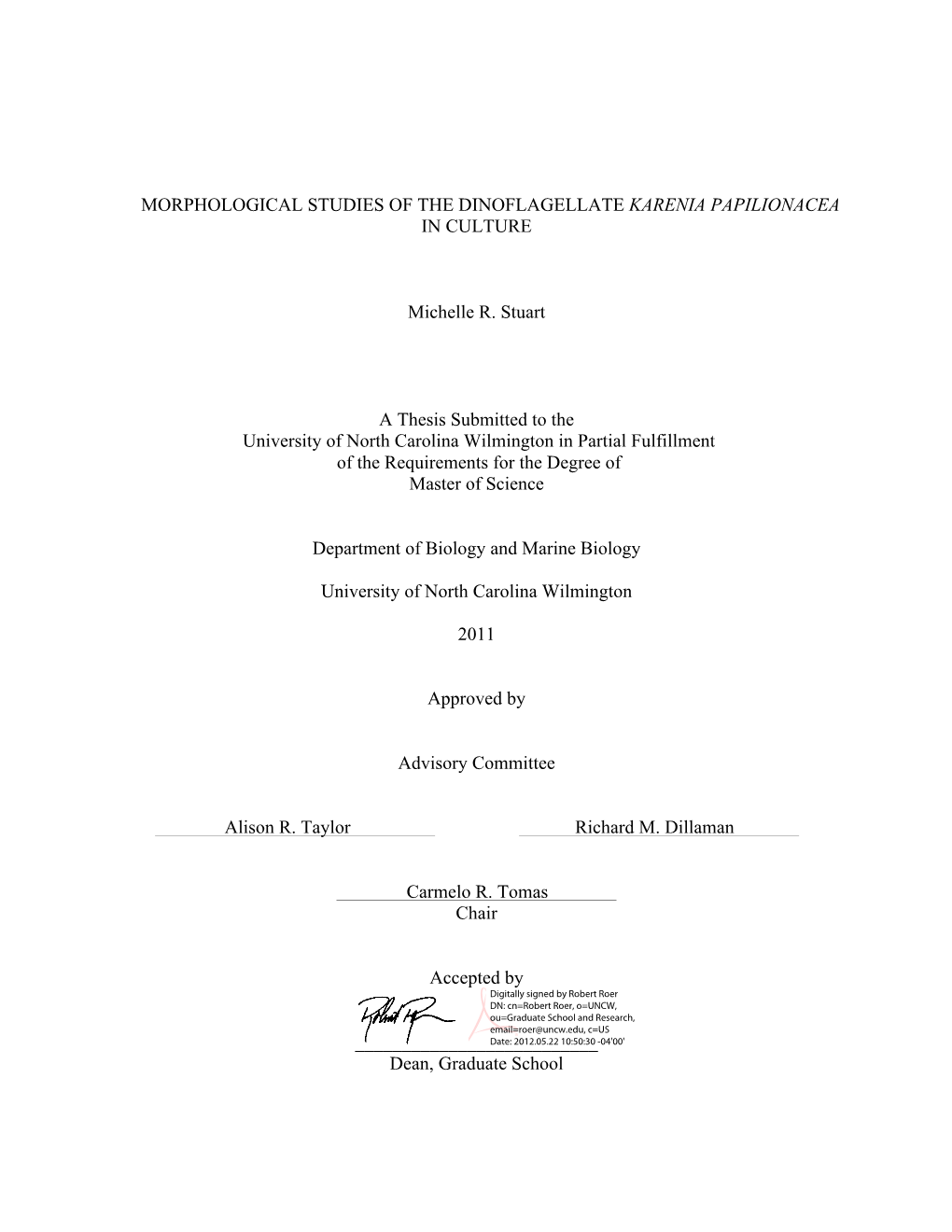 Morphological Studies of the Dinoflagellate Karenia Papilionacea in Culture